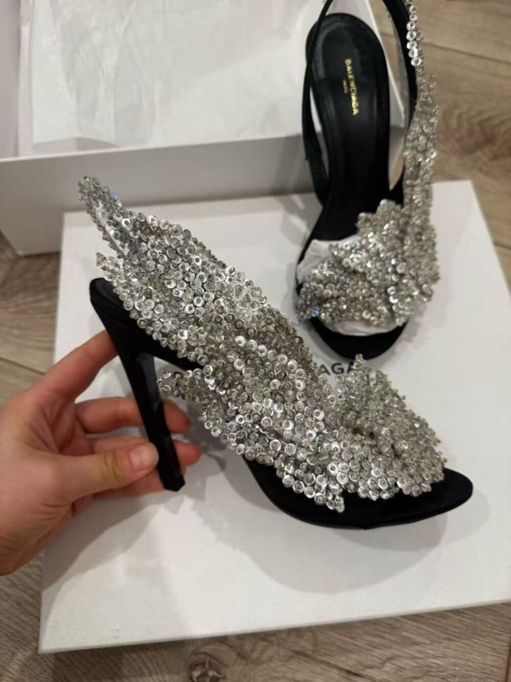 NIB Authentic Balenciaga Runway Sequin Slingback Heels